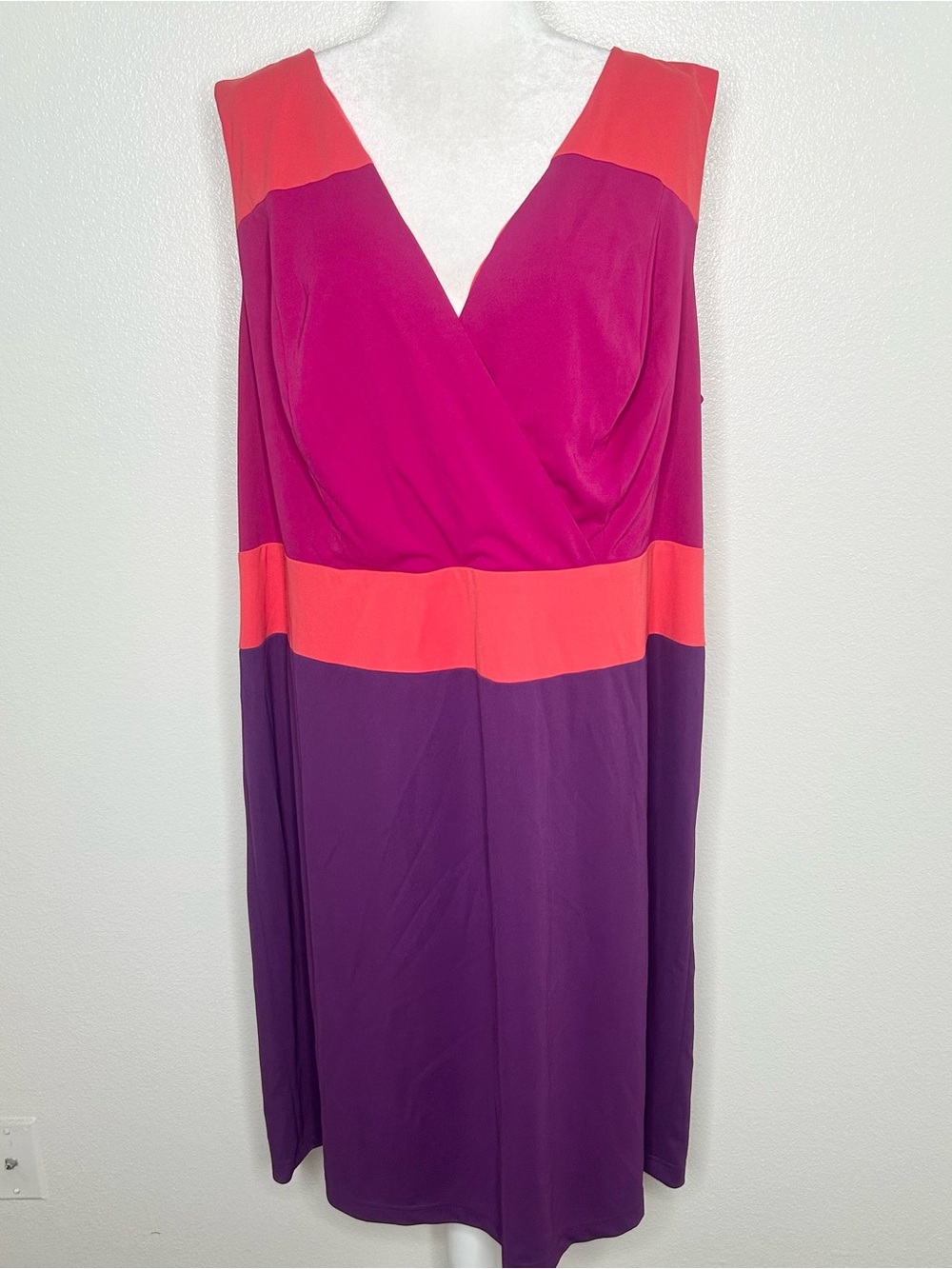 NWOT Adrianna Papell Womens Colorblock Sleeveless Sheath Stretch Dress Size 20W